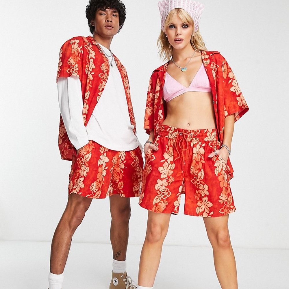 *Free With Purchase* 60's/70’s Hawaiian fluorescent swimming shorts trunks board